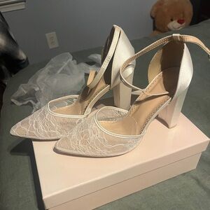 White lace heels